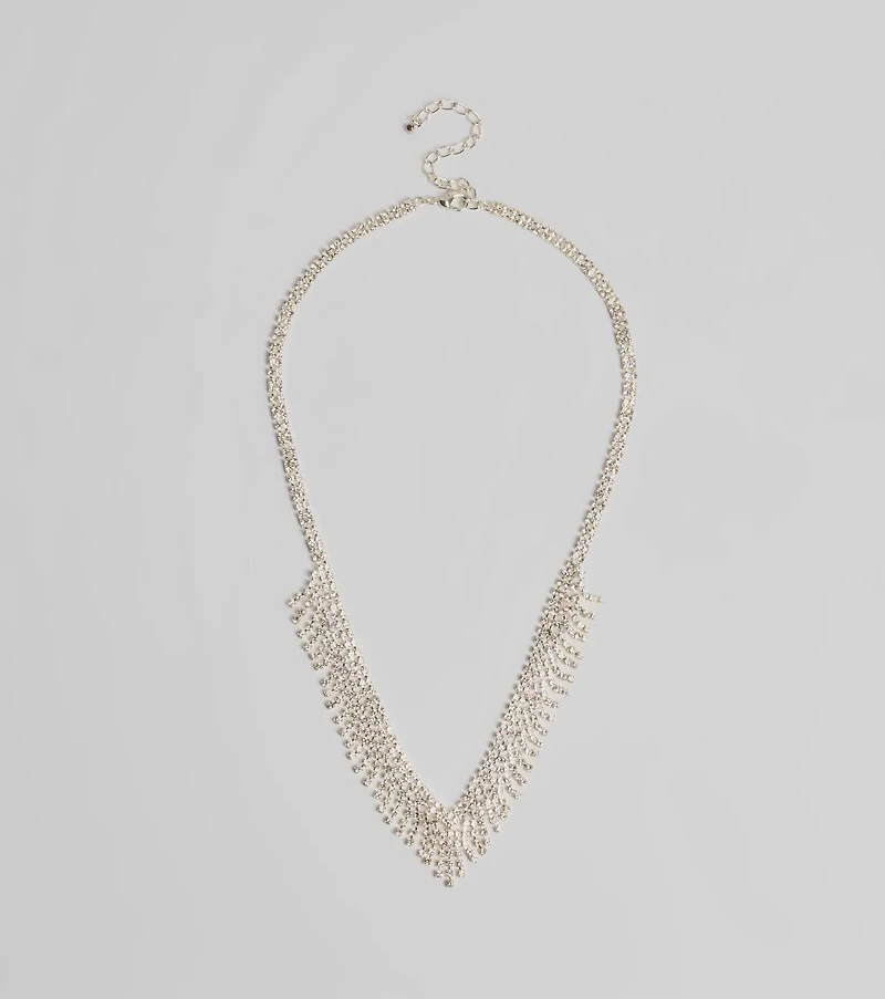 Glam Edge Rhinestone Fringe Necklace
