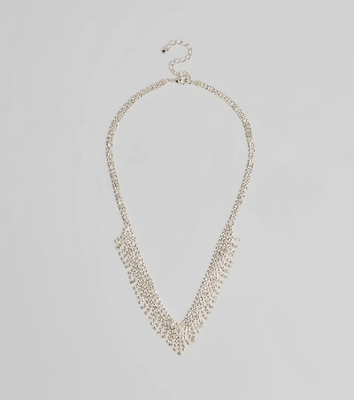 Glam Edge Rhinestone Fringe Necklace