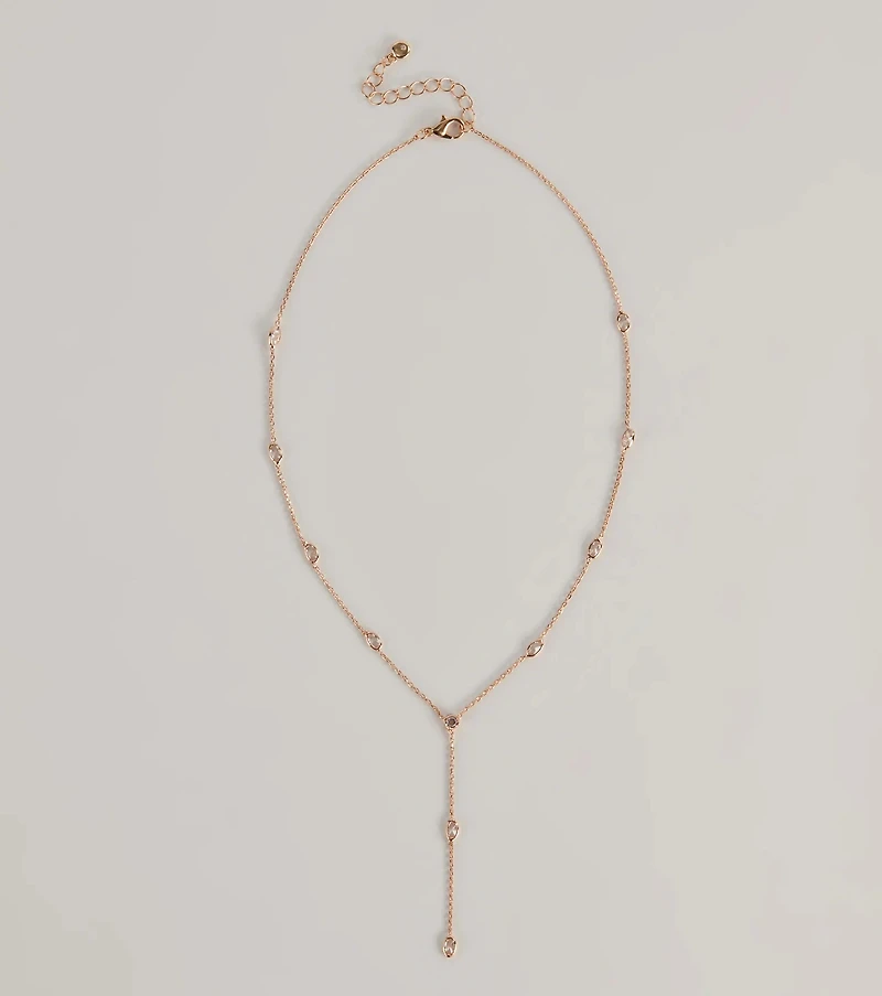 Dainty Glam Rhinestone Chain Necklace