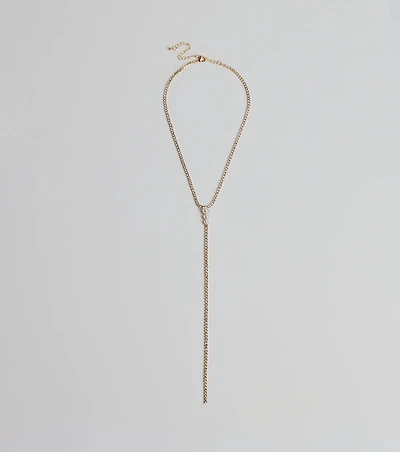 Luxe Glam Rhinestone And Pearl Lariat Necklace