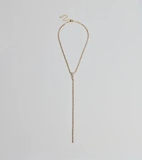 Luxe Glam Rhinestone And Pearl Lariat Necklace