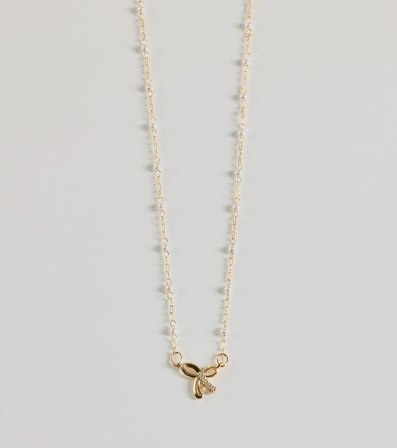 Memorable Glam Dainty Bow Charm Necklace