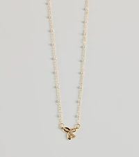Memorable Glam Dainty Bow Charm Necklace