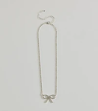 Cute Glamour Rhinestone Bow Necklace