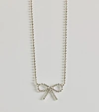 Cute Glamour Rhinestone Bow Necklace