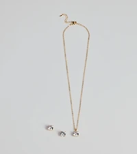 True Luxe Rhinestone Necklace And Earrings Set