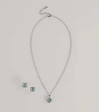 Dazzling Dainty Cubic Zirconia Necklace And Earrings Set