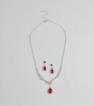 Gorgeous Radiance Gemstone Necklace And Earrings Set