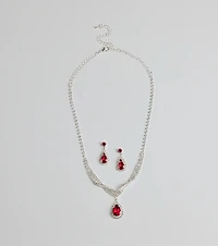 Gorgeous Radiance Gemstone Necklace And Earrings Set