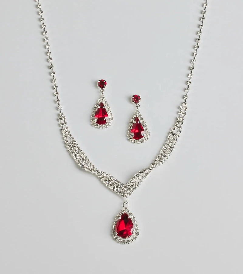 Gorgeous Radiance Gemstone Necklace And Earrings Set