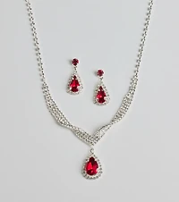 Gorgeous Radiance Gemstone Necklace And Earrings Set