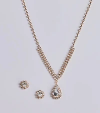 My Moment Rhinestone Necklace And Earrings Set
