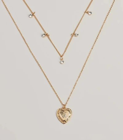 Fall In Love Heart Pendant Layered Necklace