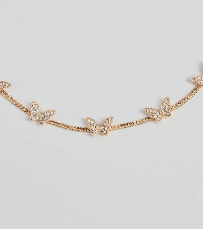 In Flight Butterfly Rhinestone Choker