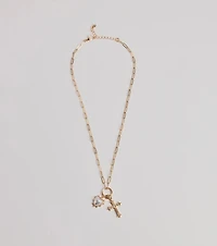 Blessed Romance Heart Cross Pendant Necklace