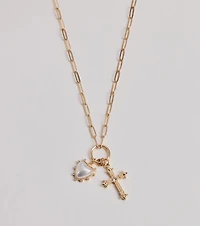 Blessed Romance Heart Cross Pendant Necklace