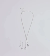 Endless Luxe Rhinestone Lariat Necklace Set