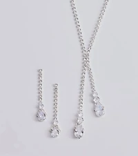 Endless Luxe Rhinestone Lariat Necklace Set