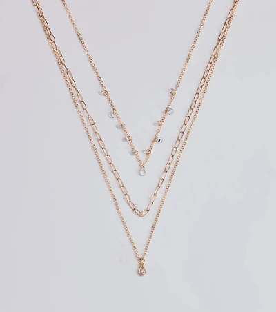 Glitzy Glimmer Layered Charm Necklace Set