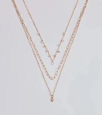 Glitzy Glimmer Layered Charm Necklace Set
