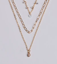 Glitzy Glimmer Layered Charm Necklace Set