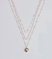All My Heart Faux Pearl Lariat Pendant Necklace Set