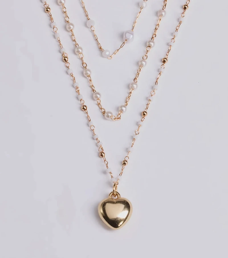 All My Heart Faux Pearl Lariat Pendant Necklace Set
