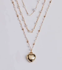 All My Heart Faux Pearl Lariat Pendant Necklace Set