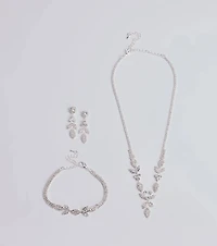 Luxe Desire Rhinestone Leaf Jewelry Set