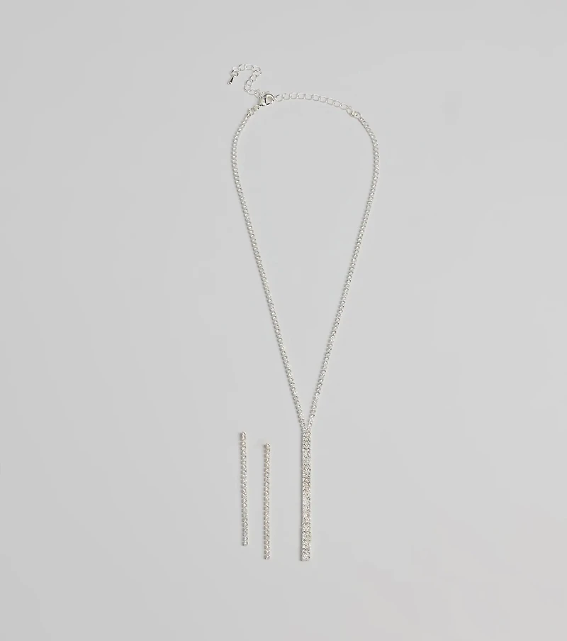 Luxe Gleam Rhinestone Necklace And Earrings Set