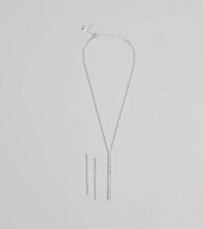 Luxe Gleam Rhinestone Necklace And Earrings Set