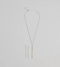 Luxe Gleam Rhinestone Necklace And Earrings Set