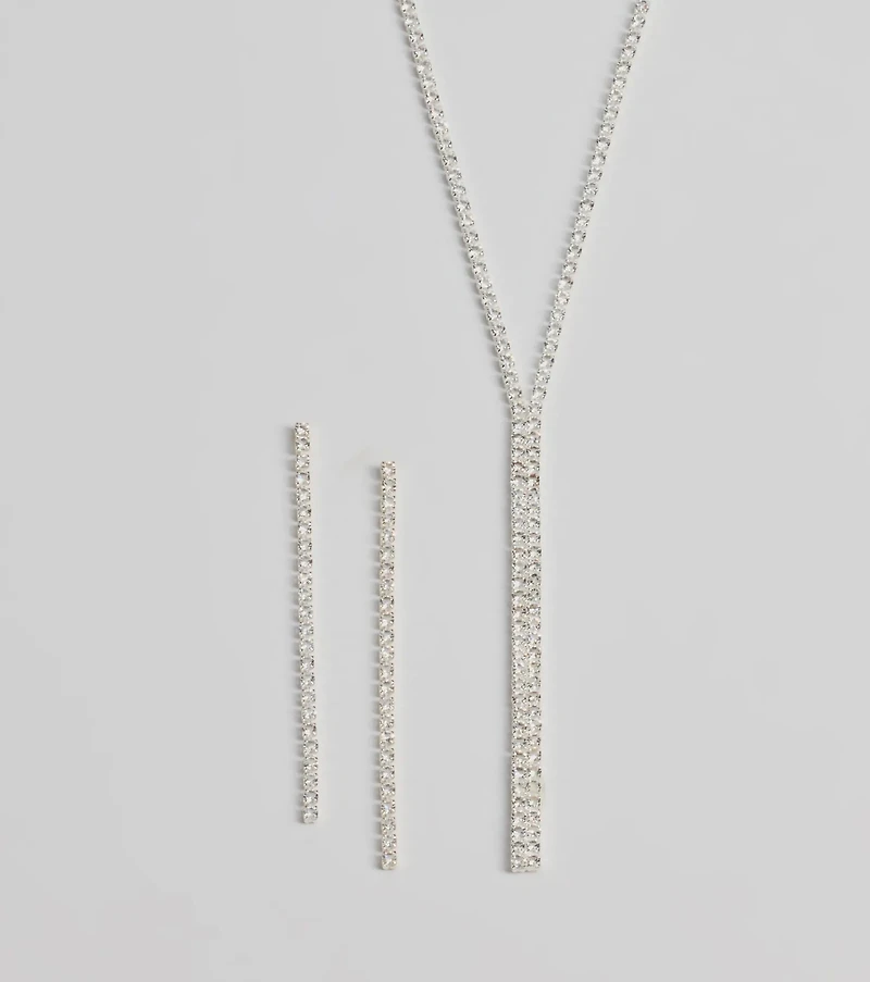 Luxe Gleam Rhinestone Necklace And Earrings Set