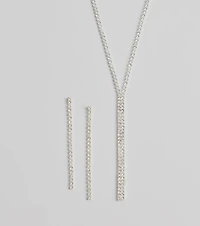 Luxe Gleam Rhinestone Necklace And Earrings Set