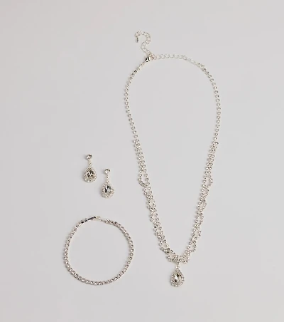 Exquisite Glam Rhinestone Jewelry Set