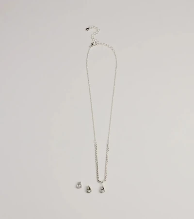 Chic Delicate Rhinestone Necklace And Earrings Set