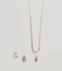 Chic Delicate Rhinestone Necklace And Earrings Set