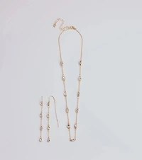 Delicate Ice Rhinestone Necklace And Earrings Set