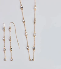 Delicate Ice Rhinestone Necklace And Earrings Set