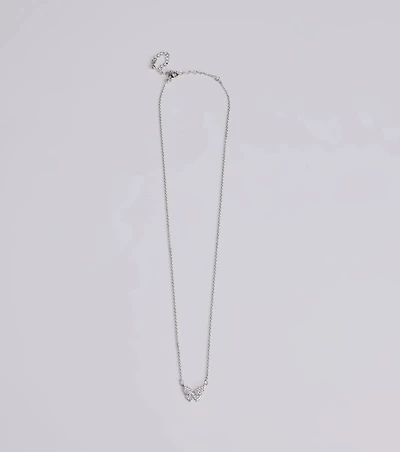 Glam Cutie Dainty Rhinestone Butterfly Charm Necklace