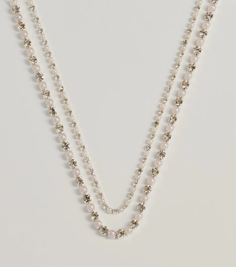 Shimmering Treasure Rhinestone And Pearl Choker