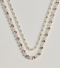 Shimmering Treasure Rhinestone And Pearl Choker