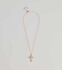 Divine Charm Rhinestone Cross Pendant Necklace