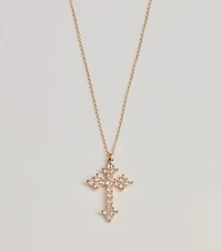 Divine Charm Rhinestone Cross Pendant Necklace
