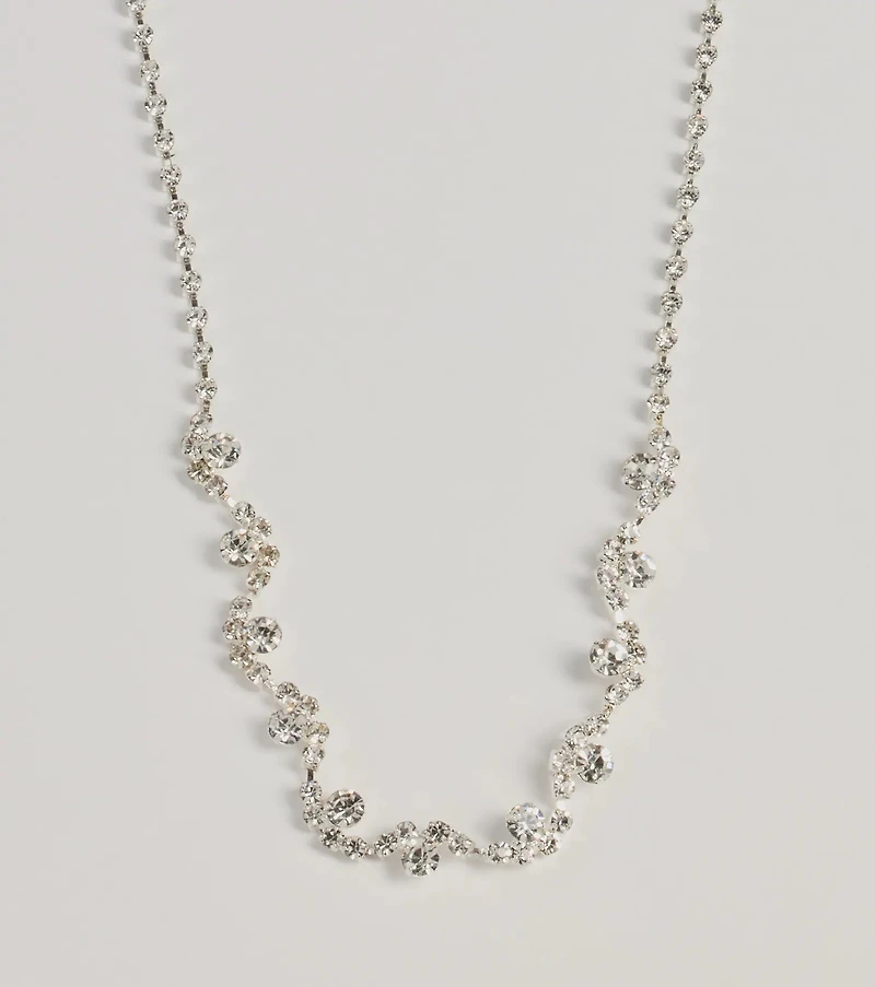 Radiant Allure Rhinestone Cluster Necklace