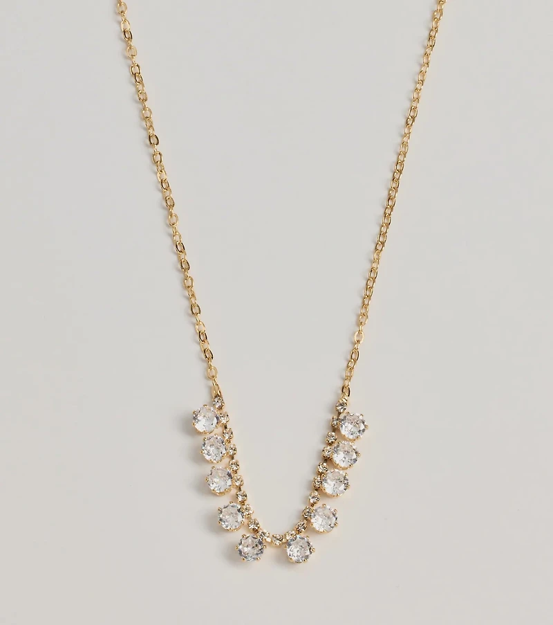 Delicate Glam Rhinestone And Clear Stone Necklace