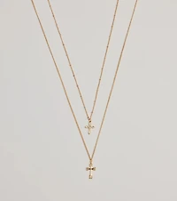 Joyful Glam Layered Cross Charm Necklace