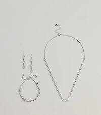 Bloom In Sparkles Necklace, Earrings, And Bracelet Set