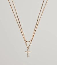 Joyful Glam Layered Rhinestone Cross Necklace