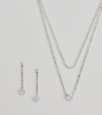 Elegant Sparkle Rhinestone Necklace And Earrings Set